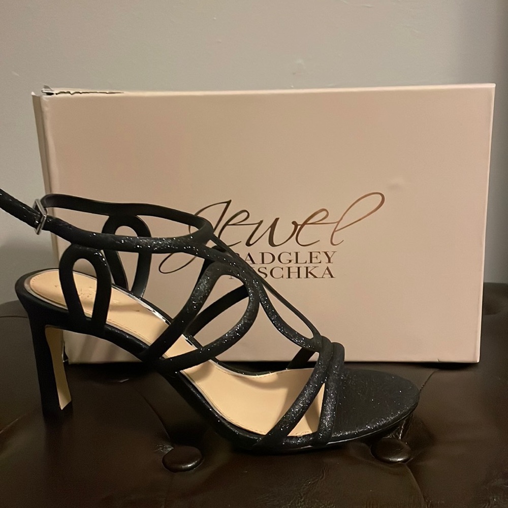 Jewel Badgley Mischka Simba glitter heel black